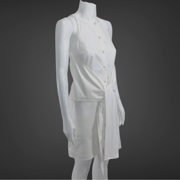 Misha Nonoo Kate Sash Dress White Sateen Cotton - Picture 4 of 11